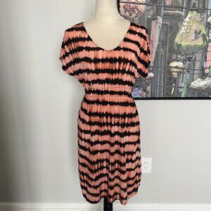 Just Love Coral/Black Striped Dress
